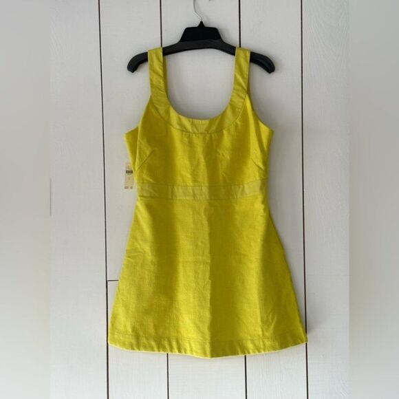 Anthropologie Yellow Green Sundress Sleeveless Square Neck - Picture 2 of 9